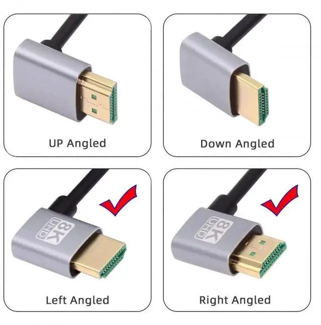 Alt view image 5 of 7 - 50cm Ultra-Thin Left 90° to Right 90° Angled HDMI 2.1 Cable, Super Flexible Type-A HDMI Cord Supports 8K & 4K for Computer HDTV