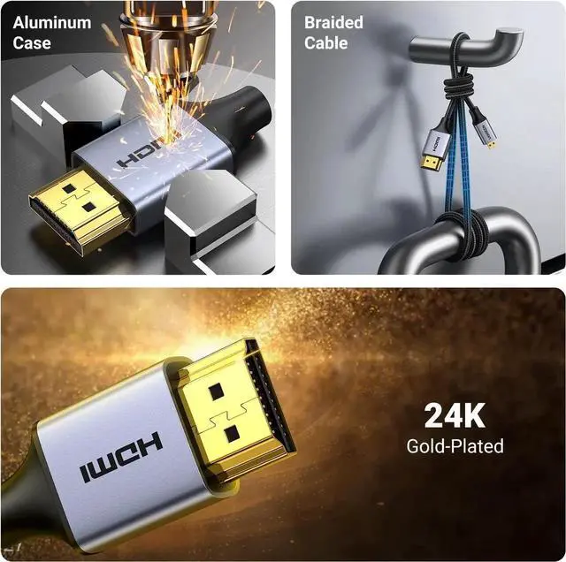 Alt view image 7 of 7 - UGREEN 3.3FT Micro HDMI to HDMI Braided Cable with Aluminum Shell, 18Gbps High Speed Cord Supports 4K@60Hz HDR 3D ARC for GoPro Hero 5/6/7, Raspberry Pi 5, Camera, Nikon, Yoga 3 Pro, Portable Monitor