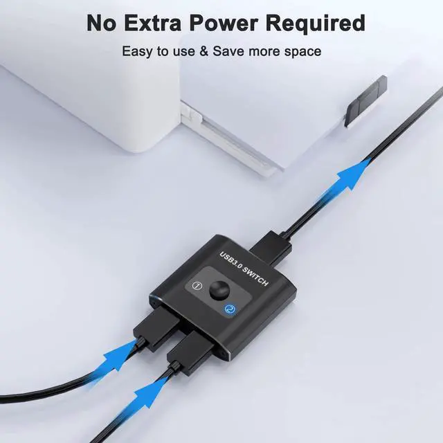 Alt view image 4 of 7 - Bi-Directional USB 3.0 Switch Selector, 2-In-1 Out / 1-In-2 Out USB Sharing Switch for 2 PCs, Works with Mouse Keyboard Printer Scanner, Compatible with Windows Mac Linux