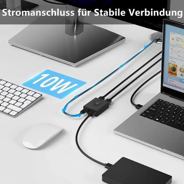 Alt view image 4 of 7 - Bi-Directional USB 3.0 Switch for 2 Computers, 2-in-1 / 1-in-2 Out with 10W Charging Port & 2PCS 1M USB 3.0 Cables, Share Mouse Keyboard Printer USB Hub for PC Laptop Car Use