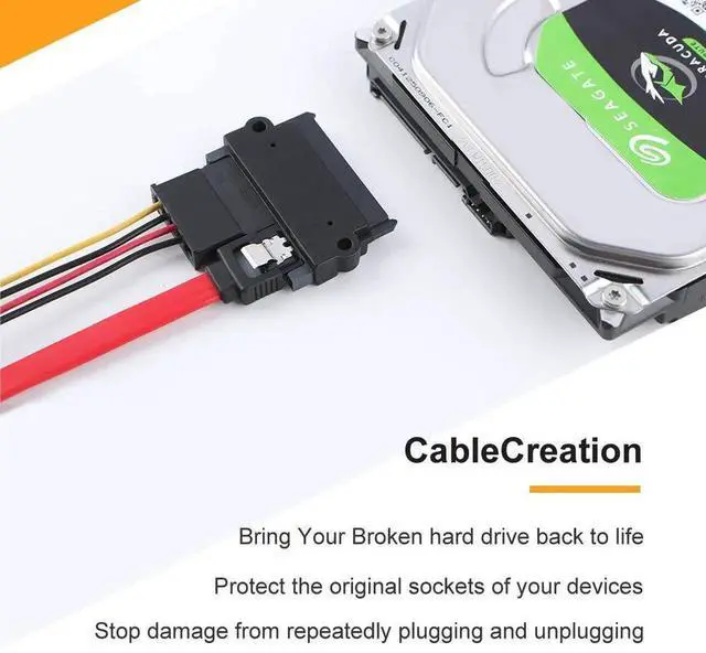Alt view image 5 of 5 - 22 Pin (7+15) SATA Male to Female Extension Adapter, Slim SATA Extender Converter for 2.5 Inch HDD SSD, Black