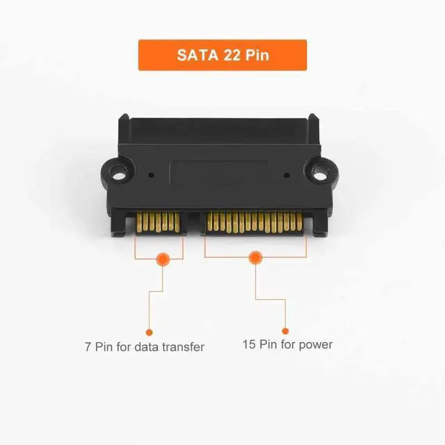 Alt view image 2 of 5 - 22 Pin (7+15) SATA Male to Female Extension Adapter, Slim SATA Extender Converter for 2.5 Inch HDD SSD, Black