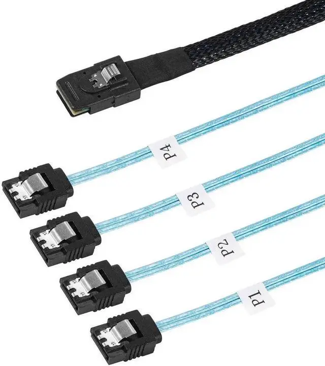 Main image of 1M SFF-8087 Mini SAS 36Pin Male to 4-Port SATA 7Pin Female Fan-Out Cable, 3.3FT Internal Server Storage Cable