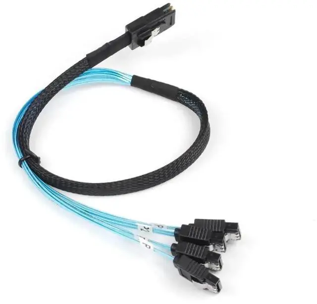 Alt view image 2 of 5 - 1M SFF-8087 Mini SAS 36Pin Male to 4-Port SATA 7Pin Female Fan-Out Cable, 3.3FT Internal Server Storage Cable