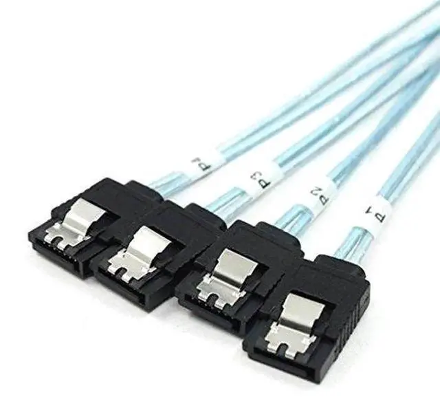 Alt view image 4 of 7 - 0.5M SFF-8643 HD Mini SAS to 4×SATA 7Pin Breakout Cable, 6Gbps Server RAID Fan-Out Data Cable for HDD & SSD