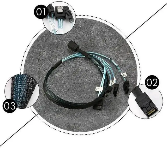 Alt view image 4 of 4 - 50cm SFF-8643 Mini SAS HD to SATA Breakout Cable for RAID Controller Storage