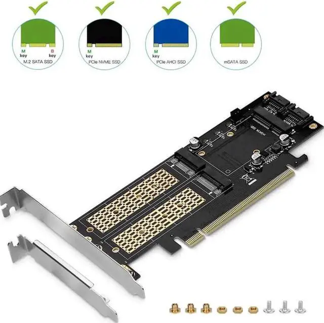 Alt view image 3 of 3 - 3 in 1 SSD Adapter Card, M.2 NVMe to PCIe + M.2 SATA to SATA III + mSATA to SATA Converter, Multi-Function NGFF mSATA Expansion Card for Desktop PC