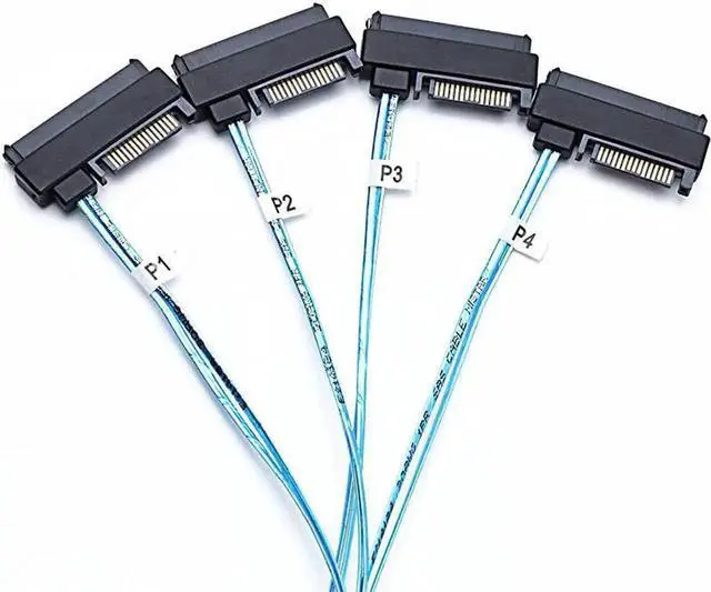 Alt view image 6 of 6 - 1M SFF-8643 to 4×SFF-8482 Mini SAS HD Cable with 15Pin SAS Power, 12Gbps Server RAID Cord
