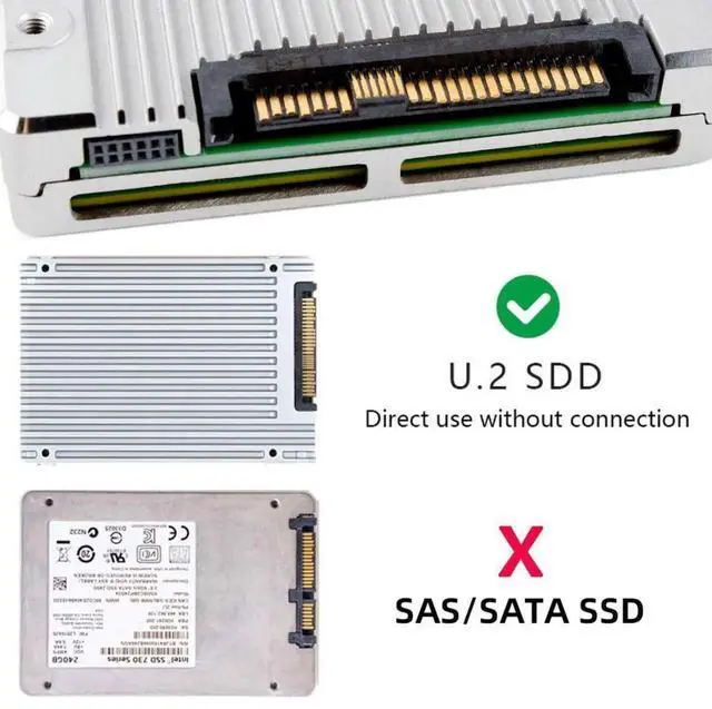 Alt view image 5 of 7 - PCIe 5.0 MCIO 4X 38Pin SFF-TA-1016 to U.2 SFF-8639 NVMe SSD Cable with SATA 15Pin Power, 0.5M Internal Server Storage Cable