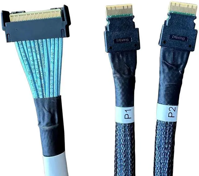 Alt view image 3 of 4 - 80CM PCIe Gen5 MCIO Breakout Cable, Mini Cool Edge IO SFF-TA-1016 74Pin x8 to Dual 38Pin x4 Double Straight Server Storage Cord