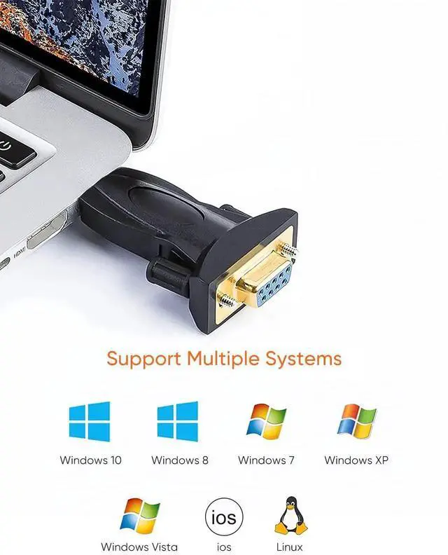 Alt view image 7 of 7 - CableCreation USB to RS232 DB9 Female Serial Adapter with PL2303 Chip, USB to Serial Converter Cable Compatible with Windows 10/8.1/8/7/Vista/XP, Linux, Mac OS X 10.6+ Black