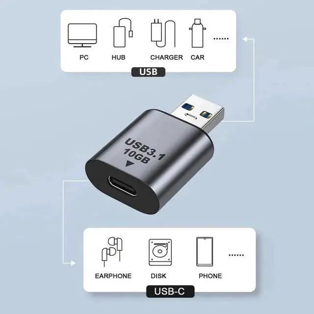 Alt view image 3 of 6 - USB 3.1 Type-C Female to USB 3.0 A Male Adapter, 10Gbps High Speed Data & Power Transfer Converter for Laptop, Tablet & Phone