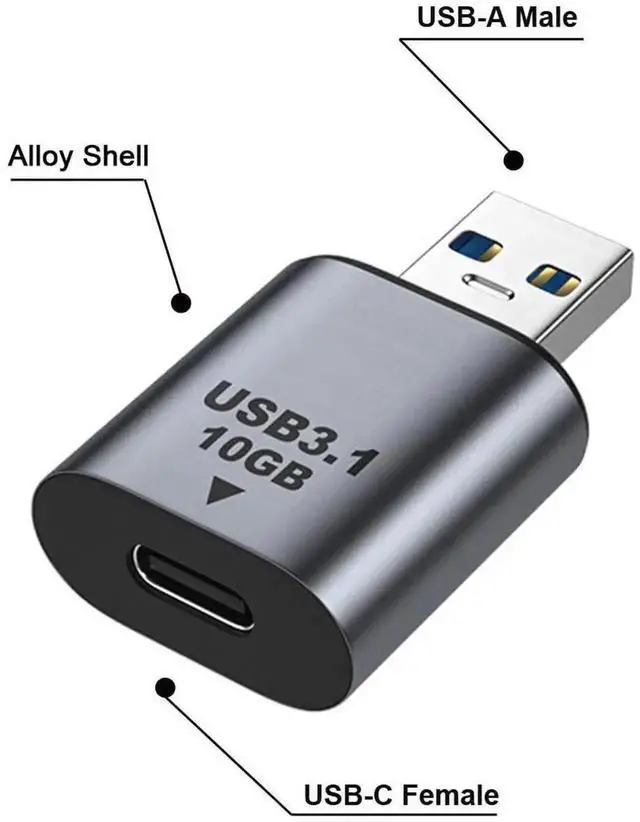 Alt view image 2 of 6 - USB 3.1 Type-C Female to USB 3.0 A Male Adapter, 10Gbps High Speed Data & Power Transfer Converter for Laptop, Tablet & Phone
