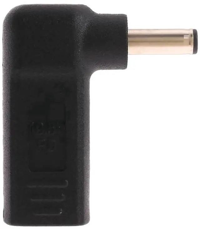 Alt view image 2 of 6 - Black 90 Degree Elbow USB-C Female to DC 4.5mm×3.0mm Male Barrel Plug Adapter, Type-C to Blue Tip DC Power Converter Connector