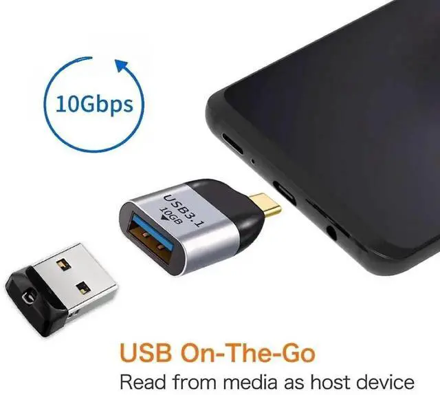 Alt view image 7 of 7 - USB 3.1 Gen2 Type-C Male to USB 3.0 Type-A Female OTG Host Adapter, 10Gbps High Speed Data Transfer Converter for USB-C Laptops, Smartphones & Tablets