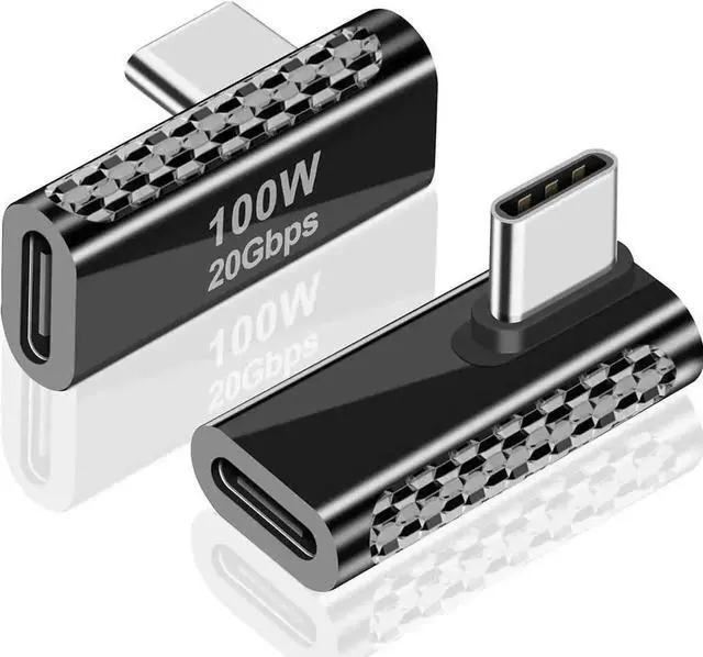 Main image of 20Gbps USB C Right Angle Adapter, 90 Degree USB-C Male to Female Elbow Connector, PD 100W Fast Charging Compatible with MacBook Pro, iPad Pro, Tablets & Phones, 1 Pack