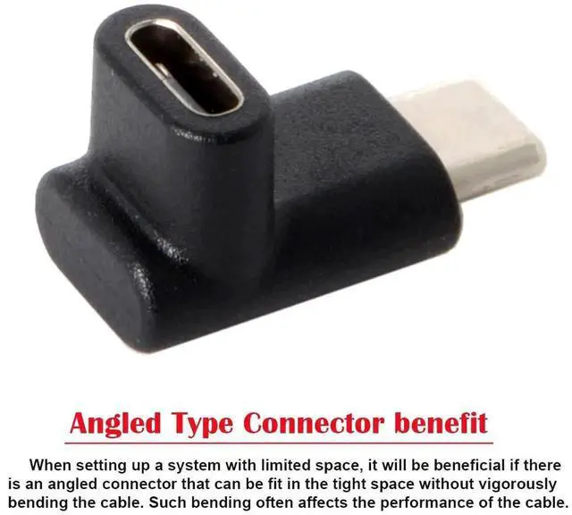 Alt view image 3 of 7 - Up & Down 90 Degree Reversible USB 3.1 Type-C Male to Female Adapter, Low Profile Elbow Extension Connector Supports Charging Data Video for Laptops & Phones