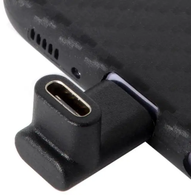Alt view image 4 of 7 - Up & Down 90 Degree Reversible USB 3.1 Type-C Male to Female Adapter, Low Profile Elbow Extension Connector Supports Charging Data Video for Laptops & Phones