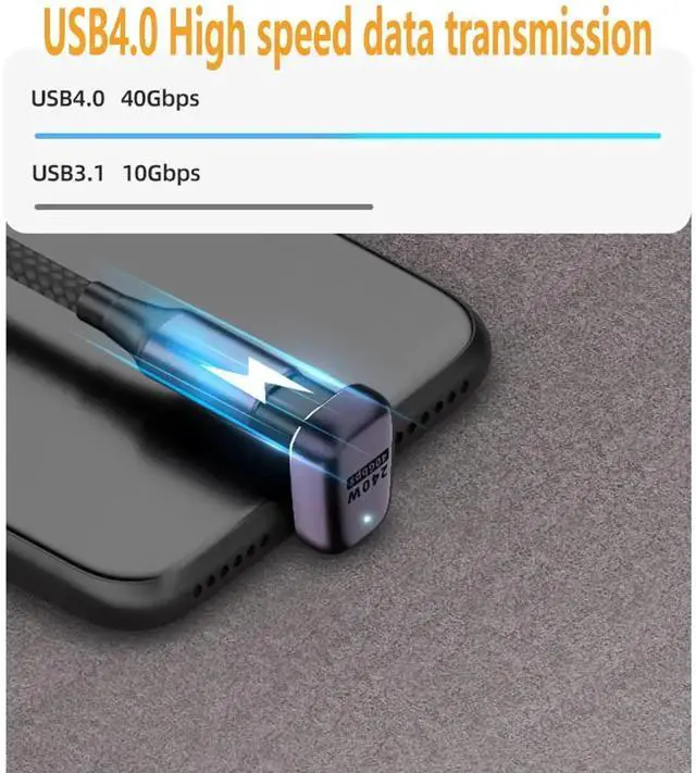 Alt view image 5 of 7 - 2 Pack 180 Degree Flat USB C Adapter, Full Function Type-C Male to Female Extender Support 40Gbps Data, PD 240W Charging & 8K@60Hz Video Output