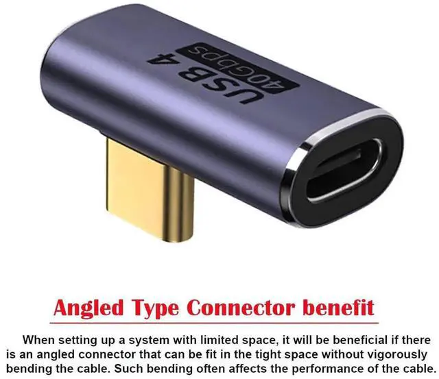 Alt view image 5 of 7 - 40Gbps USB4 Type-C Male to Female Right Angle Low Profile Adapter, 100W PD Charging 8K Video Output USB4.0 Extension Converter