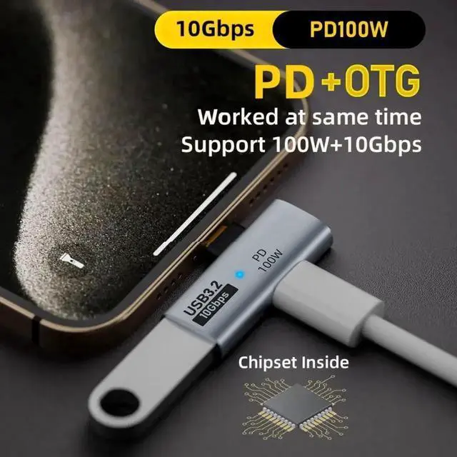 Alt view image 3 of 7 - 2 in 1 USB-C Adapter, USB 3.2 Gen1 OTG Converter Support 100W PD Fast Charging & High-Speed Data Transfer