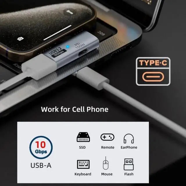Alt view image 6 of 7 - 2 in 1 USB-C Adapter, USB 3.2 Gen1 OTG Converter Support 100W PD Fast Charging & High-Speed Data Transfer