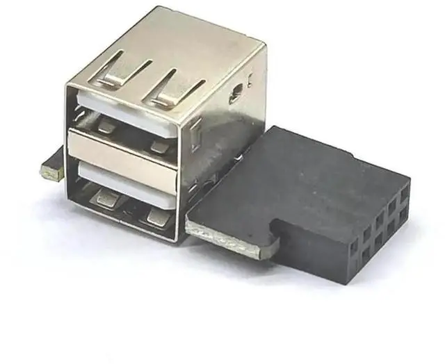 Main image of Motherboard Internal USB 2.0 9-Pin Header to Dual Type-A Female Adapter, 9Pin to 2 Ports USB 2.0 Riser Converter for Internal USB Devices