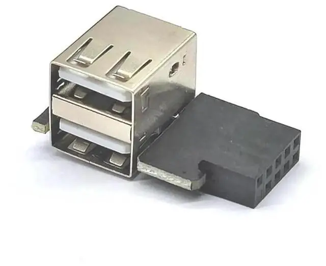 Alt view image 2 of 3 - Motherboard Internal USB 2.0 9-Pin Header to Dual Type-A Female Adapter, 9Pin to 2 Ports USB 2.0 Riser Converter for Internal USB Devices