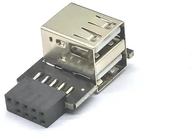 Alt view image 2 of 3 - Internal Motherboard USB 2.0 9Pin Female Header to Dual USB-A Female Riser Adapter, 9 Pin to 2-Port USB 2.0 Converter for PC Internal USB Peripherals