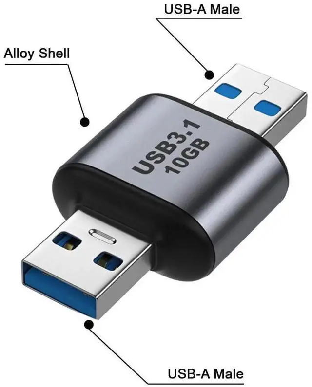 Alt view image 6 of 6 - USB 3.2 Gen2 Type-A Male to Male Coupler Adapter, 10Gbps High Speed Data Extension Connector for Laptops & Desktops