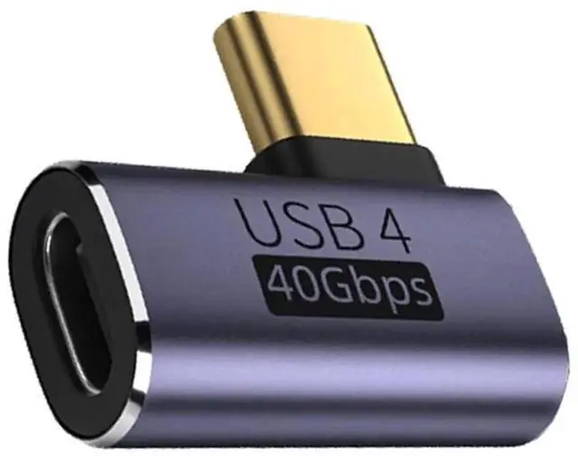 Main image of Left & Right 90 Degree USB4 Type-C Male to Female Adapter, 40Gbps Data Transfer, 100W PD Fast Charging, 8K@60Hz Video Pass-Through Extender Compatible with USB4.0 & Thunderbolt 3/4 Devices