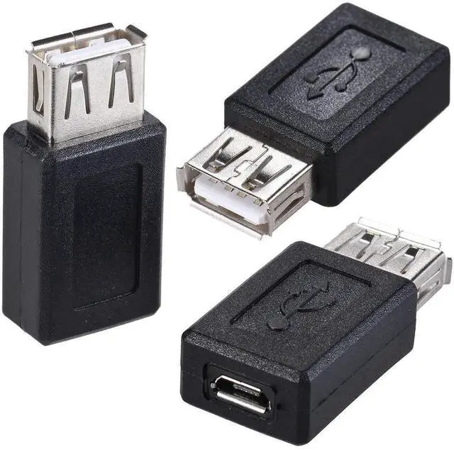 Main image of 3 Pack USB 2.0 A Female to Micro USB Female Adapter Converter, Bidirectional Connector for Charging & Data Sync