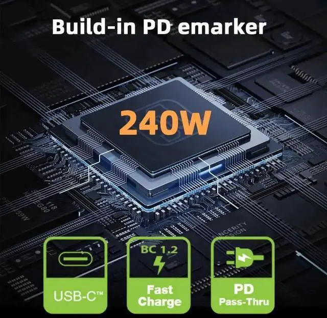 Alt view image 3 of 7 - 240W USB4 Type-C Male to Female Extension Adapter with Smart LED Digital Display, 40Gbps USB4.0 Extender Real-Time Voltage Current Power Monitoring Tester Detector for Laptops, Phones & Docking Statio