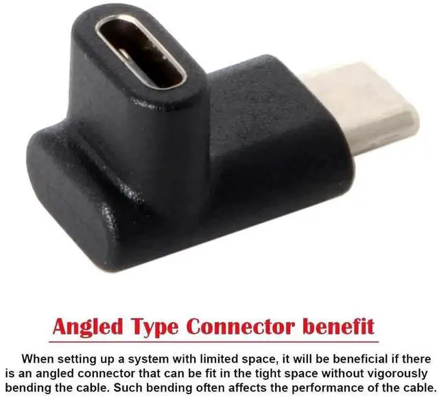 Alt view image 7 of 7 - Up & Down 90 Degree Reversible USB 3.1 Type-C Male to Female Extension Adapter, 10Gbps PD Charging Data Video Extender Converter for Laptops, Phones, Tablets & Docking Stations