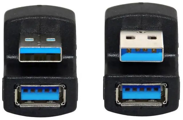Main image of 2 Pack Up & Down 90° Vertical USB 3.0 A Male to Female Extension Adapter, 5Gbps 180 Degree Low Profile USB-A Angled Extender Cable Connector for Laptops, PC, External Drives