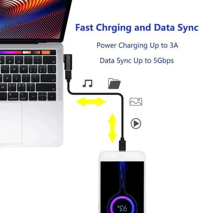 Alt view image 2 of 7 - 2 Pack Left & Right 90 Degree USB 3.0 A Male to USB 3.1 C Female Adapter, Elbow USB-A to Type-C Converter Compatible with Laptops, Wall Chargers, Power Banks, Phones & Tablets
