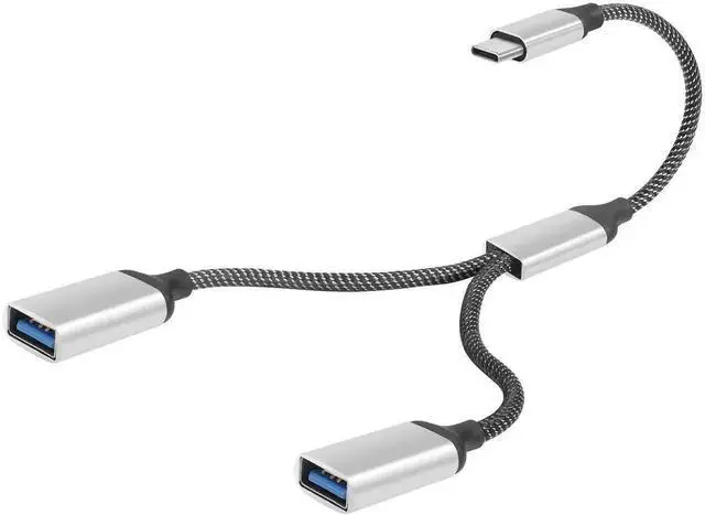 Main image of 20CM USB 3.0 Type-C Male to Dual USB-A Female OTG Y Splitter Cable, 1-to-2 Multiport Hub Converter for Laptops, PCs, Vehicles & USB-C Devices