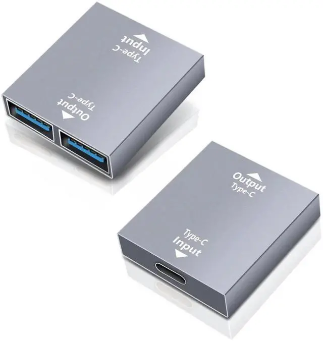 Main image of 2 Pack USB-C Female to Dual USB 3.0 Female Splitter Adapter, 10A Max Fast Charging & 5Gbps Super Speed Data Sync Hub for Laptop, PC, Charger, Power Bank