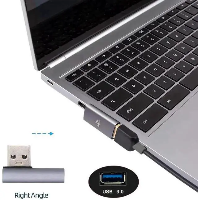 Alt view image 7 of 7 - Low Profile 90 Degree Right Angle USB 3.0 Male to Female Extension Adapter, 10Gbps High Speed Data, Power & Video Transmission Elbow Connector