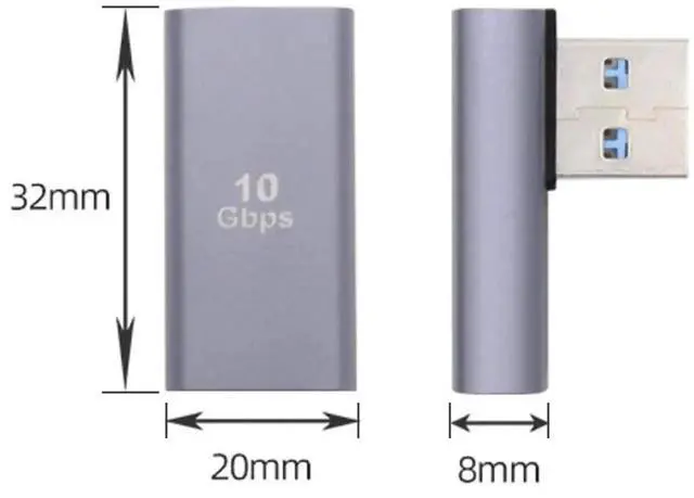Alt view image 2 of 7 - Low Profile 90 Degree Left Angled USB 3.0 Male to Female Extension Adapter, 10Gbps High Speed Support Power, Data & Video Transmission Elbow Connector