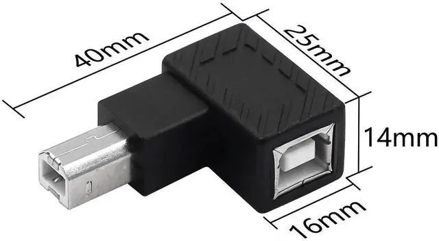 Alt view image 3 of 6 - 2 Pack Left 90 Degree USB 2.0 Type-B Male to Female Printer Adapter, Right Angle Elbow Extender for Printers, Scanners, External Hard Drives & More USB-B Devices