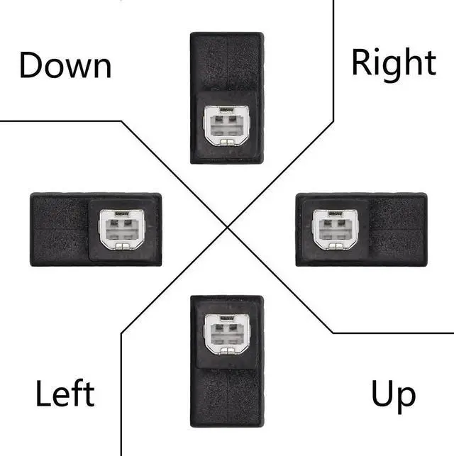 Alt view image 5 of 6 - 2 Pack Left 90 Degree USB 2.0 Type-B Male to Female Printer Adapter, Right Angle Elbow Extender for Printers, Scanners, External Hard Drives & More USB-B Devices