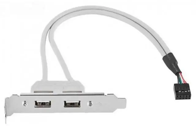Main image of 40cm 9Pin Motherboard USB 2.0 Header 1-to-2 Splitter Cable with 80mm PCI Slot Bracket, Internal Front Panel USB 2.0 Port Multiplier Expansion Cable