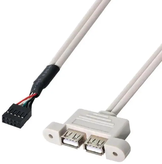 Alt view image 6 of 7 - 40cm 9Pin Motherboard USB 2.0 Header 1-to-2 Splitter Cable with 80mm PCI Slot Bracket, Internal Front Panel USB 2.0 Port Multiplier Expansion Cable