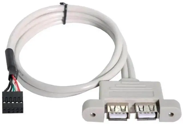 Alt view image 2 of 7 - 40cm 9Pin Motherboard USB 2.0 Header 1-to-2 Splitter Cable with 80mm PCI Slot Bracket, Internal Front Panel USB 2.0 Port Multiplier Expansion Cable