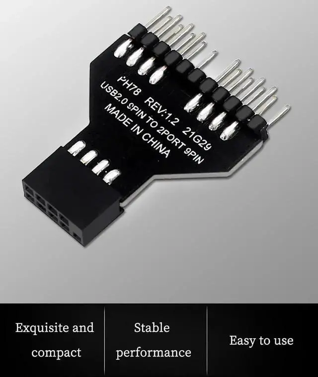 Alt view image 7 of 7 - PH78 USB2.0 9Pin Header 1-to-2 Splitter Adapter, Motherboard Internal USB Expansion Hub for Water Cooling RGB Lights & Fan Speed Monitoring