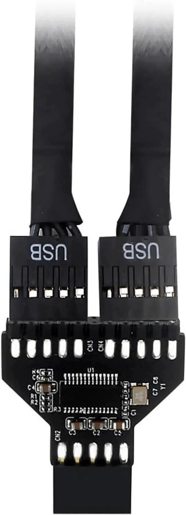 Alt view image 6 of 7 - PH78 USB2.0 9Pin Header 1-to-2 Splitter Adapter, Motherboard Internal USB Expansion Hub for Water Cooling RGB Lights & Fan Speed Monitoring