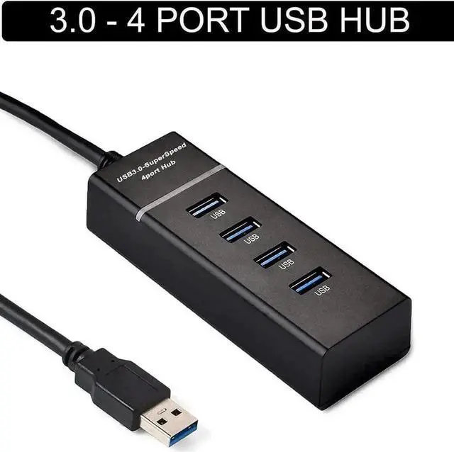 Main image of 4 Port Powered USB 3.0 Hub with AC Power Adapter, Ultra Slim Compact Super Speed Data Transfer & Smart Charging Splitter for Mac Mini, PC, Laptops