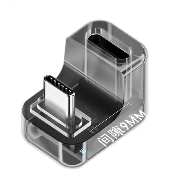 Main image of Transparent U-Shaped Reverse Back Angled USB-C Male to Female Extension Adapter, USB4.0 40Gbps 140W PD Charger with Smart LED Screen Real-Time Voltage Current Power Monitor Tester