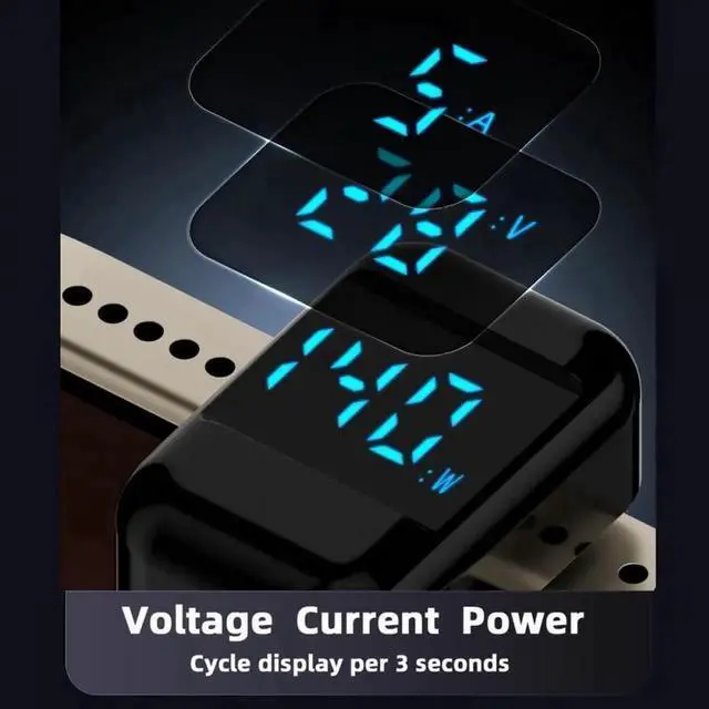 Alt view image 6 of 7 - Transparent U-Shaped Reverse Back Angled USB-C Male to Female Extension Adapter, USB4.0 40Gbps 140W PD Charger with Smart LED Screen Real-Time Voltage Current Power Monitor Tester